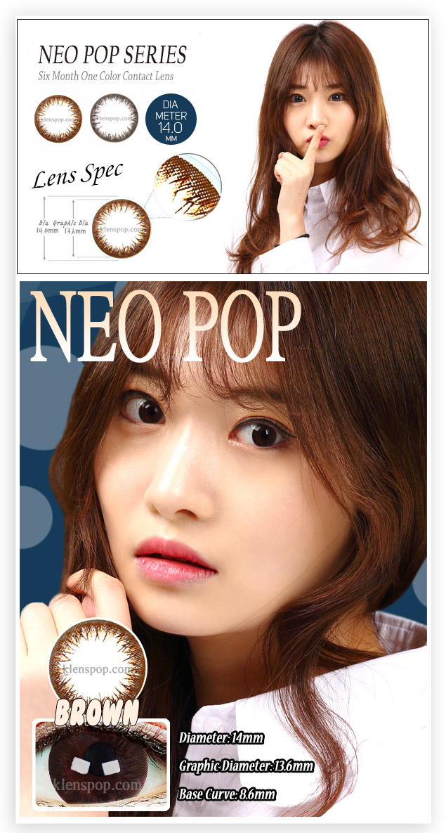 Description Imges of Neo Vision NeoPop Brown colored contact lenses